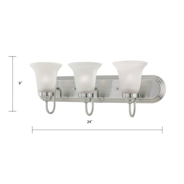 Thomas Lighting Whitmore Three Light Vanity Bar with Tulip Shades and Satin Pewter Metal Finish 24 inches SL710341