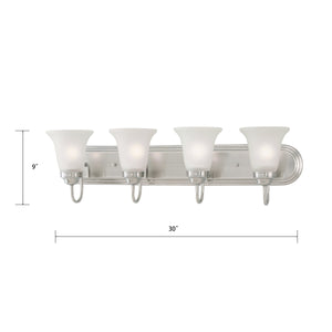Thomas Lighting Whitmore Three Light Vanity Bar with Tulip Shades and Satin Pewter Metal Finish 30 inches SL710441