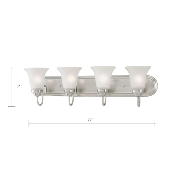 Thomas Lighting Whitmore Three Light Vanity Bar with Tulip Shades and Satin Pewter Metal Finish 30 inches SL710441