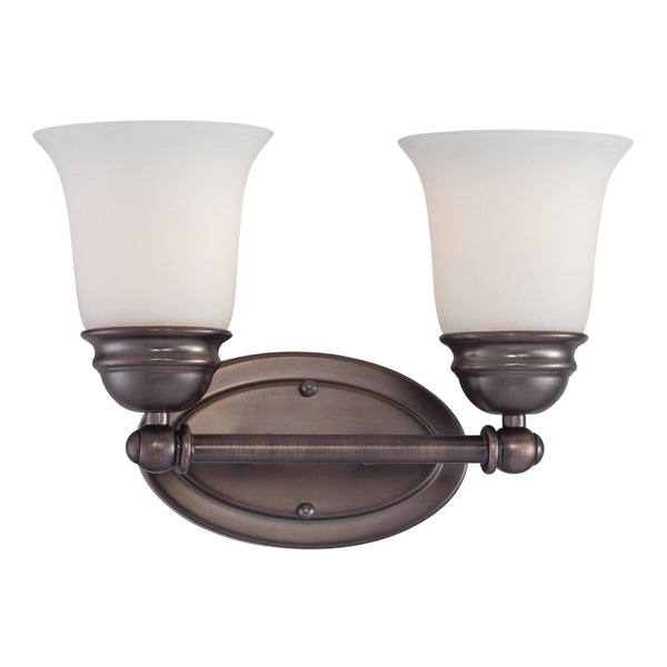 Thomas Lighting Bella Two Light Vanity Bar Brushed Metal Dome Glass Shades for Traditional Bathrooms 13 inches Bronze SL714215