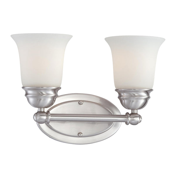 Thomas Lighting Bella Two Light Vanity Bar Brushed Metal Dome Glass Shades for Traditional Bathrooms 13 inches Nickel SL714278