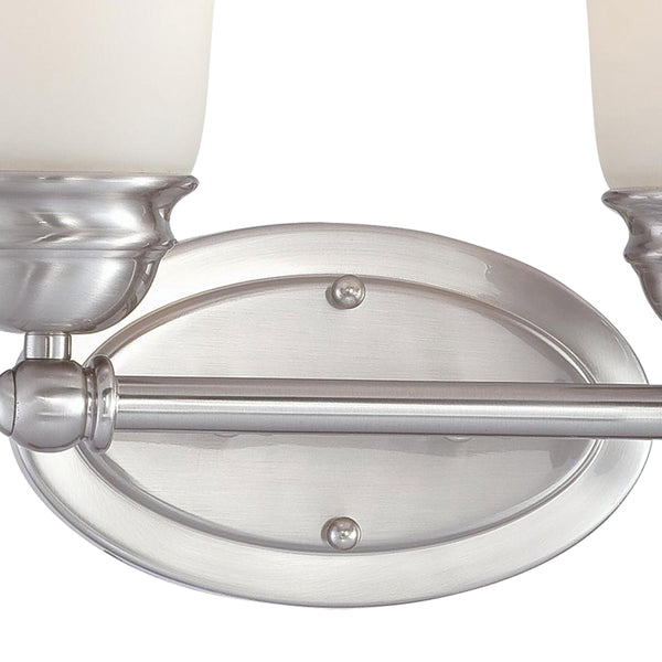 Thomas Lighting Bella Two Light Vanity Bar Brushed Metal Dome Glass Shades for Traditional Bathrooms 13 inches Nickel SL714278