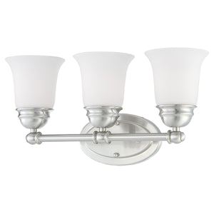 Thomas Lighting Bella Two Light Vanity Bar Brushed Metal Dome Glass Shades for Traditional Bathrooms 18 inches Nickel SL714378
