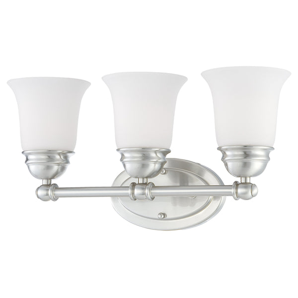 Thomas Lighting Bella Two Light Vanity Bar Brushed Metal Dome Glass Shades for Traditional Bathrooms 18 inches Nickel SL714378