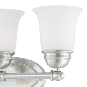 Thomas Lighting Bella Two Light Vanity Bar Brushed Metal Dome Glass Shades for Traditional Bathrooms 18 inches Nickel SL714378