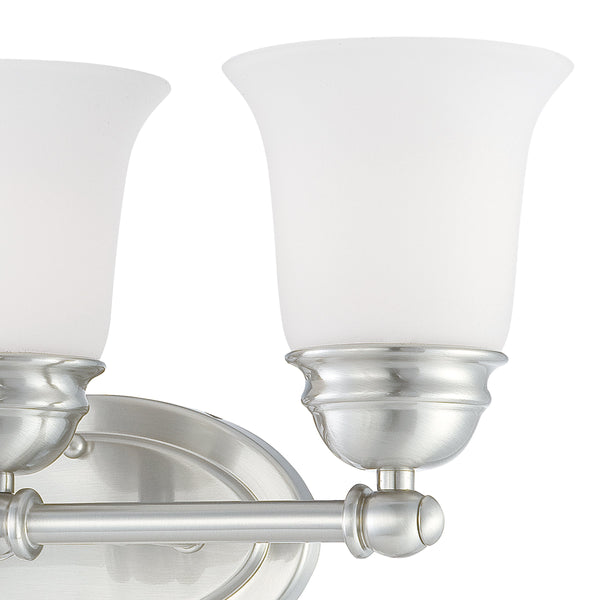 Thomas Lighting Bella Two Light Vanity Bar Brushed Metal Dome Glass Shades for Traditional Bathrooms 18 inches Nickel SL714378