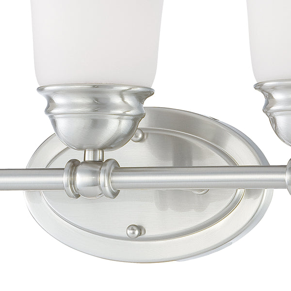 Thomas Lighting Bella Two Light Vanity Bar Brushed Metal Dome Glass Shades for Traditional Bathrooms 18 inches Nickel SL714378
