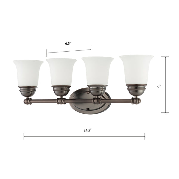 Thomas Lighting Bella Two Light Vanity Bar Brushed Metal Dome Glass Shades for Traditional Bathrooms 24.5 inches Bronze SL714415