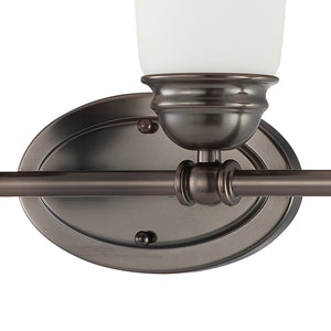 Thomas Lighting Bella Two Light Vanity Bar Brushed Metal Dome Glass Shades for Traditional Bathrooms 24.5 inches Bronze SL714415