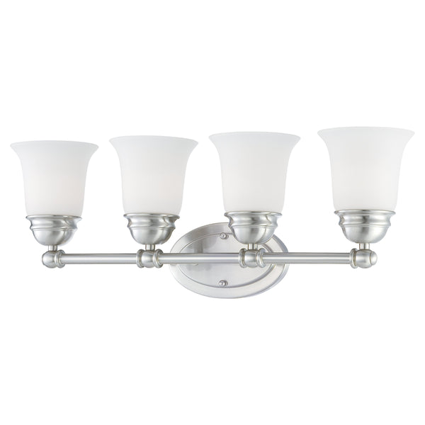 Thomas Lighting Bella Two Light Vanity Bar Brushed Metal Dome Glass Shades for Traditional Bathrooms 24.5 inches Nickel SL714478