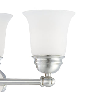 Thomas Lighting Bella Two Light Vanity Bar Brushed Metal Dome Glass Shades for Traditional Bathrooms 24.5 inches Nickel SL714478
