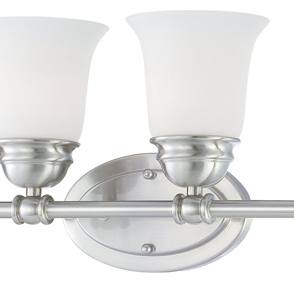 Thomas Lighting Bella Two Light Vanity Bar Brushed Metal Dome Glass Shades for Traditional Bathrooms 24.5 inches Nickel SL714478