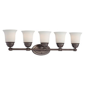 Thomas Lighting Bella Two Light Vanity Bar Brushed Metal Dome Glass Shades for Traditional Bathrooms 31 inches Bronze SL714515