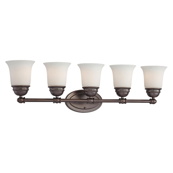 Thomas Lighting Bella Two Light Vanity Bar Brushed Metal Dome Glass Shades for Traditional Bathrooms 31 inches Bronze SL714515