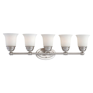 Thomas Lighting Bella Two Light Vanity Bar Brushed Metal Dome Glass Shades for Traditional Bathrooms 31 inches Nickel SL714578