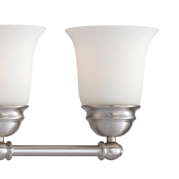 Thomas Lighting Bella Two Light Vanity Bar Brushed Metal Dome Glass Shades for Traditional Bathrooms 31 inches Nickel SL714578