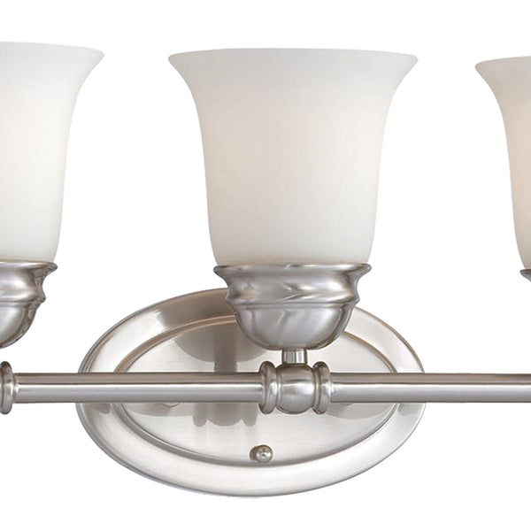 Thomas Lighting Bella Two Light Vanity Bar Brushed Metal Dome Glass Shades for Traditional Bathrooms 31 inches Nickel SL714578
