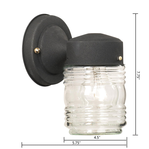 Thomas Lighting Puck Ribbed Glass Outdoor Wall Sconce Matte Black Modern Hardwired Patio Light SL7157