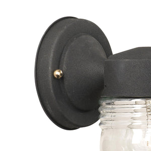 Thomas Lighting Puck Ribbed Glass Outdoor Wall Sconce Matte Black Modern Hardwired Patio Light SL7157
