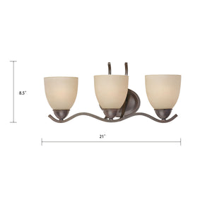 Thomas Lighting Triton Three Light Wall Sconce with Bell Glass Shades for Hallway or Dining Room Bronze 21 inches SL717322