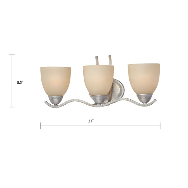 Thomas Lighting Triton Three Light Wall Sconce with Bell Glass Shades for Hallway or Dining Room Silver 21 inches SL717372