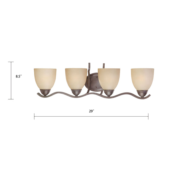 Thomas Lighting Triton Three Light Wall Sconce with Bell Glass Shades for Hallway or Dining Room Bronze 29 inches SL717422