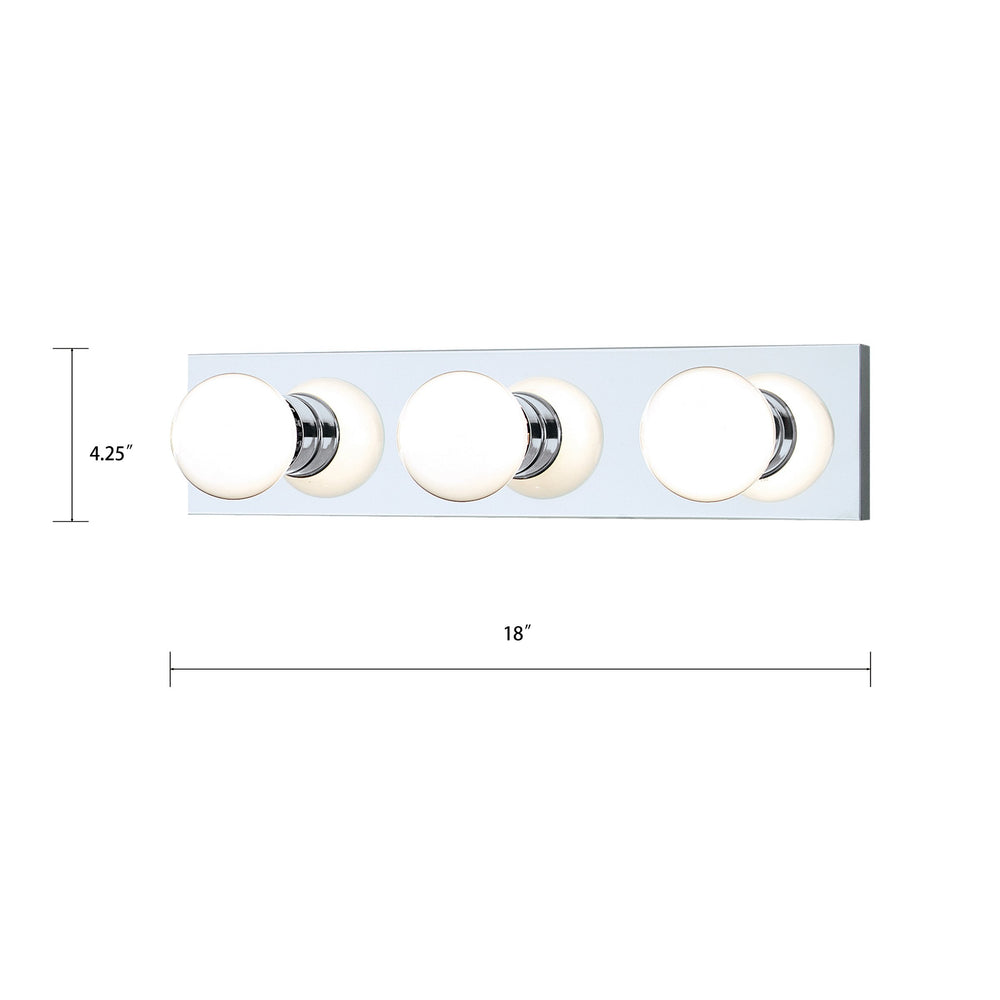Thomas Lighting Vanity Strip Three Light Hollywood Style Bar with Polished Metal Finish for Bathrooms 18 inches Chrome SL74134