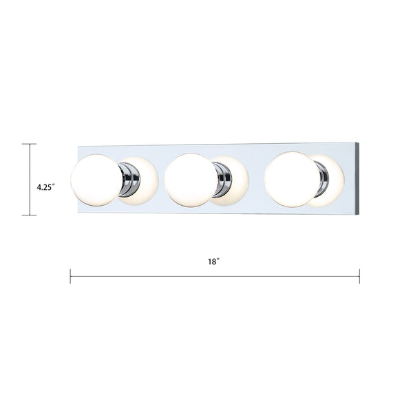 Thomas Lighting Vanity Strip Three Light Hollywood Style Bar with Polished Metal Finish for Bathrooms 18 inches Chrome SL74134