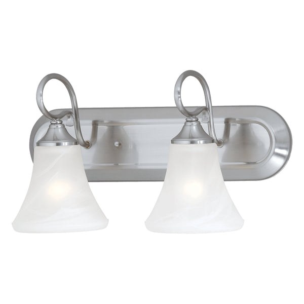 Thomas Lighting Elipse Two Light Vanity Fixture with Frosted Tulip Shades for Bath and Powder Room Nickel 18 inches SL744278