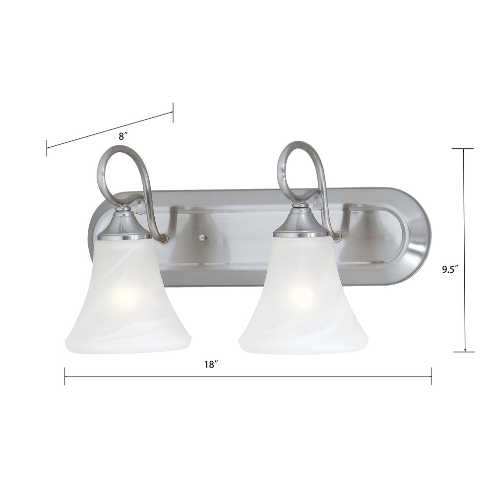Thomas Lighting Elipse Two Light Vanity Fixture with Frosted Tulip Shades for Bath and Powder Room Nickel 18 inches SL744278