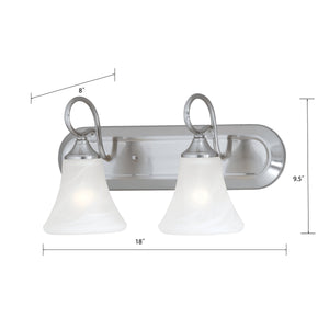 Thomas Lighting Elipse Two Light Vanity Fixture with Frosted Tulip Shades for Bath and Powder Room Nickel 18 inches SL744278