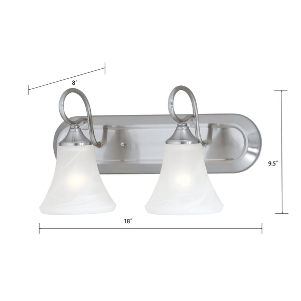 Thomas Lighting Elipse Two Light Vanity Fixture with Frosted Tulip Shades for Bath and Powder Room Nickel 18 inches SL744278