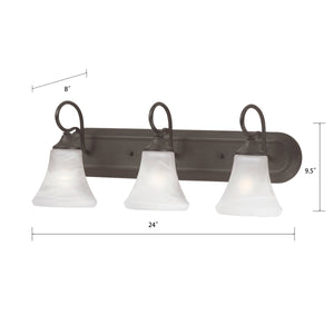 Thomas Lighting Elipse Two Light Vanity Fixture with Frosted Tulip Shades for Bath and Powder Room Bronze 24 inches SL744363