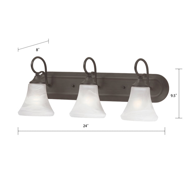 Thomas Lighting Elipse Two Light Vanity Fixture with Frosted Tulip Shades for Bath and Powder Room Bronze 24 inches SL744363