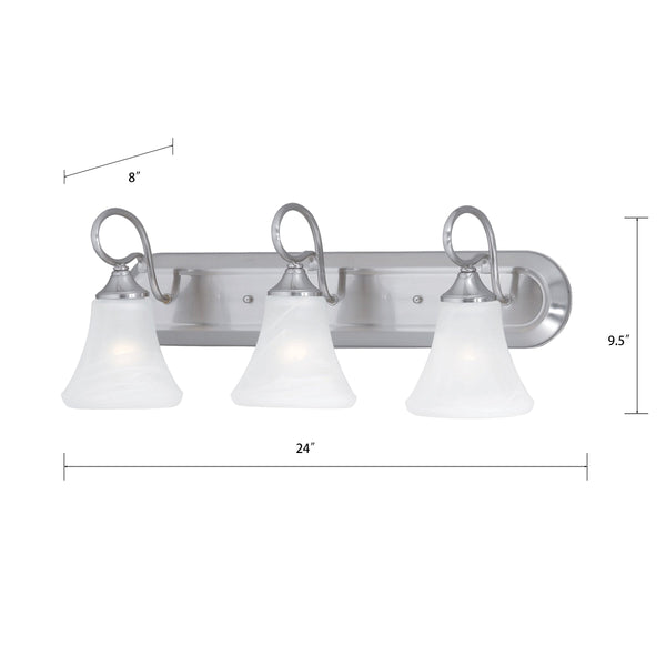 Thomas Lighting Elipse Two Light Vanity Fixture with Frosted Tulip Shades for Bath and Powder Room Nickel 24 inches SL744378