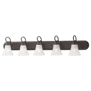 Thomas Lighting Elipse Two Light Vanity Fixture with Frosted Tulip Shades for Bath and Powder Room Bronze 48 inches SL744563