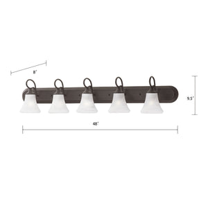 Thomas Lighting Elipse Two Light Vanity Fixture with Frosted Tulip Shades for Bath and Powder Room Bronze 48 inches SL744563