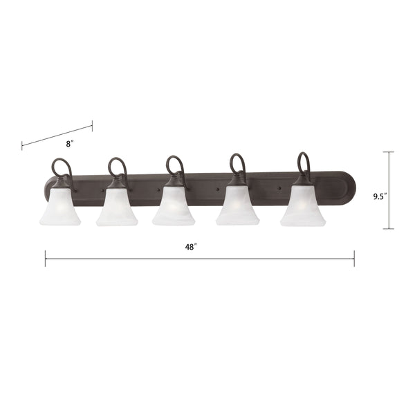 Thomas Lighting Elipse Two Light Vanity Fixture with Frosted Tulip Shades for Bath and Powder Room Bronze 48 inches SL744563