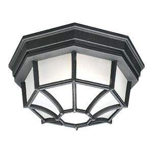 Thomas Lighting Cirque Geometric Outdoor Flush Mount Matte Black Metal Frosted Glass Entryway Light SL7457