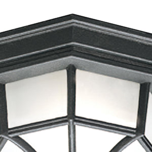 Thomas Lighting Cirque Geometric Outdoor Flush Mount Matte Black Metal Frosted Glass Entryway Light SL7457