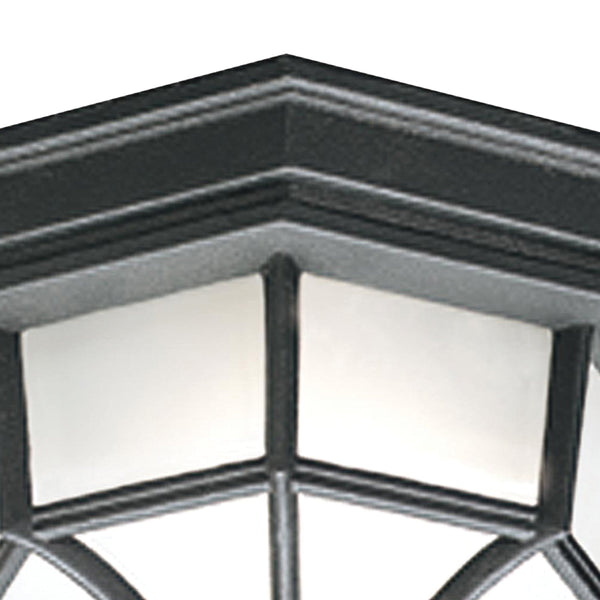 Thomas Lighting Cirque Geometric Outdoor Flush Mount Matte Black Metal Frosted Glass Entryway Light SL7457