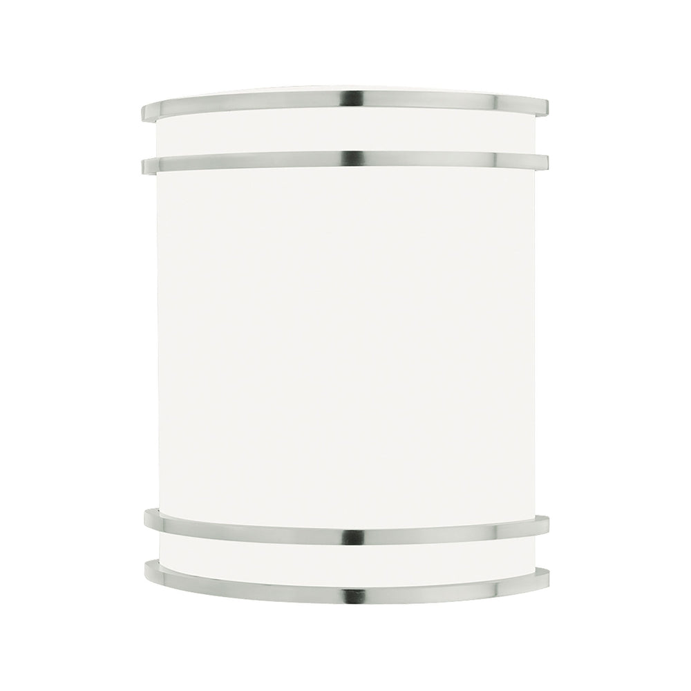 Thomas Lighting Parallel Brushed Nickel Wall Sconce with White Glass Shade for Modern Bath or Hallway SL746078