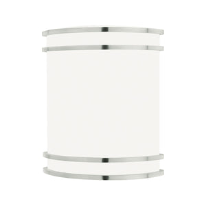 Thomas Lighting Parallel Brushed Nickel Wall Sconce with White Glass Shade for Modern Bath or Hallway SL746078
