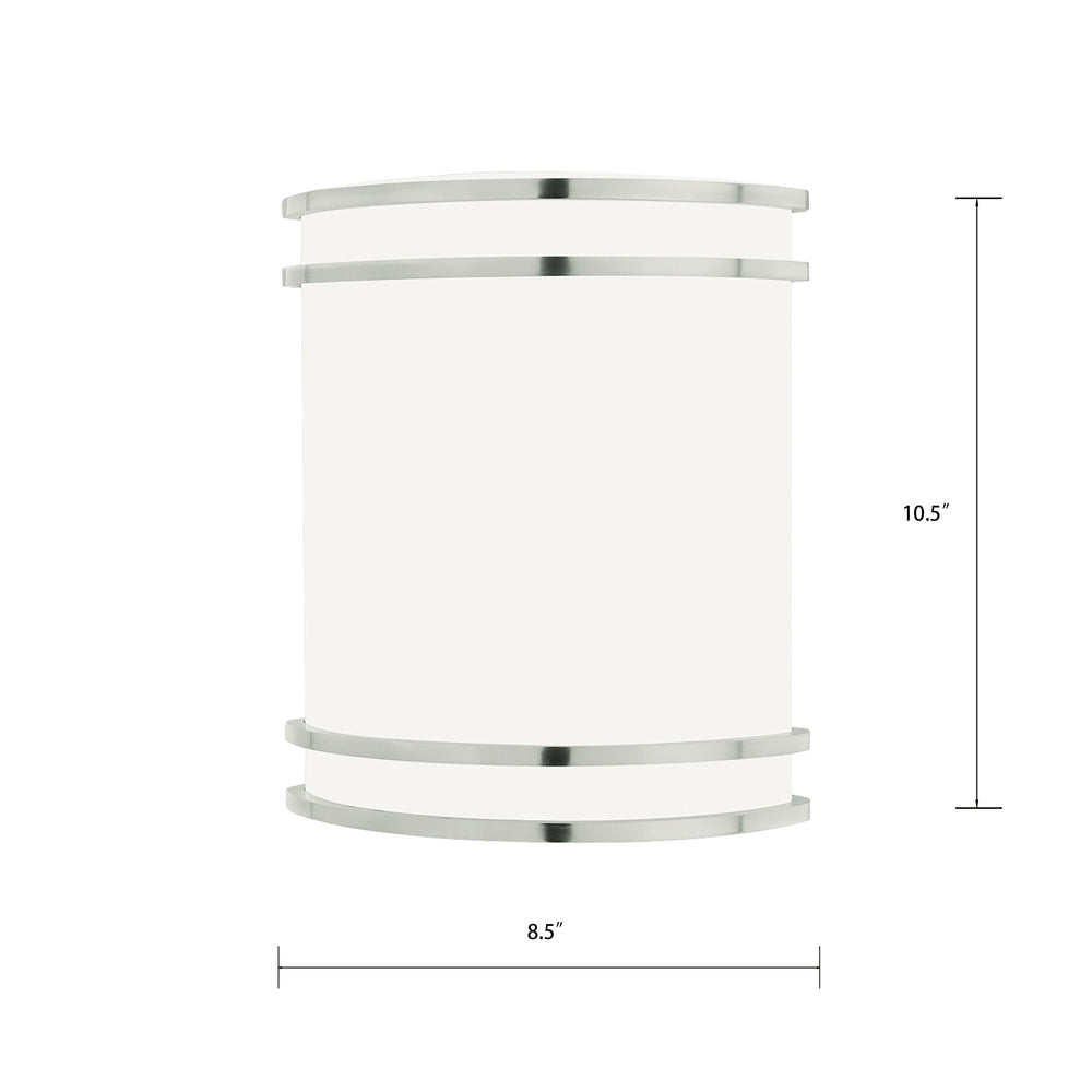 Thomas Lighting Parallel Brushed Nickel Wall Sconce with White Glass Shade for Modern Bath or Hallway SL746078