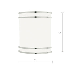 Thomas Lighting Parallel Brushed Nickel Wall Sconce with White Glass Shade for Modern Bath or Hallway SL746078