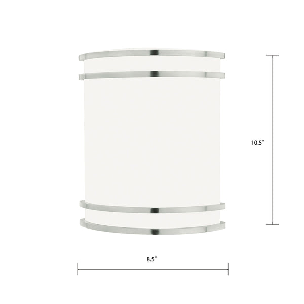 Thomas Lighting Parallel Brushed Nickel Wall Sconce with White Glass Shade for Modern Bath or Hallway SL746078