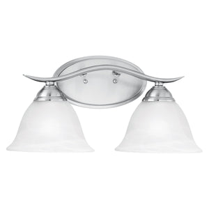 Thomas Lighting Prestige Alabaster Glass Tulip Shade Vanity Light Brushed Metal Bathroom Fixture Nickel 17 inches Wide 2-Light Vanity Light SL748278