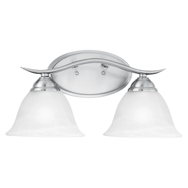 Thomas Lighting Prestige Alabaster Glass Tulip Shade Vanity Light Brushed Metal Bathroom Fixture Nickel 17 inches Wide 2-Light Vanity Light SL748278