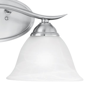 Thomas Lighting Prestige Alabaster Glass Tulip Shade Vanity Light Brushed Metal Bathroom Fixture Nickel 17 inches Wide 2-Light Vanity Light SL748278