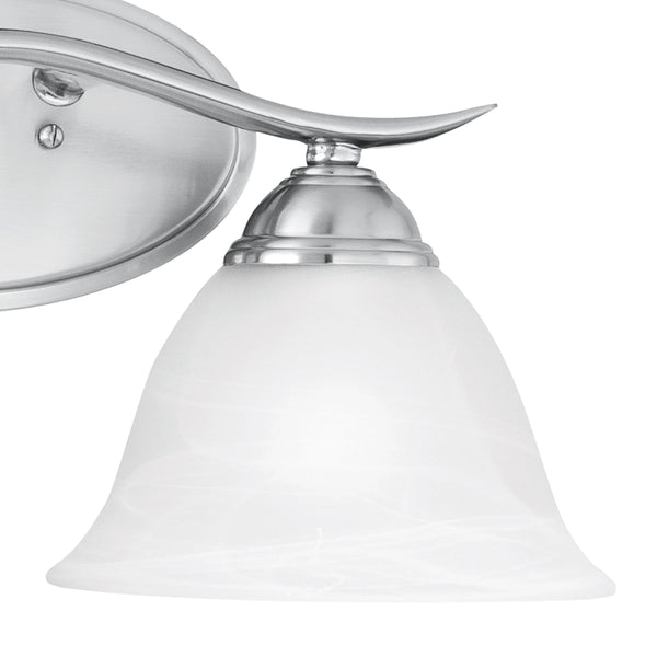 Thomas Lighting Prestige Alabaster Glass Tulip Shade Vanity Light Brushed Metal Bathroom Fixture Nickel 17 inches Wide 2-Light Vanity Light SL748278